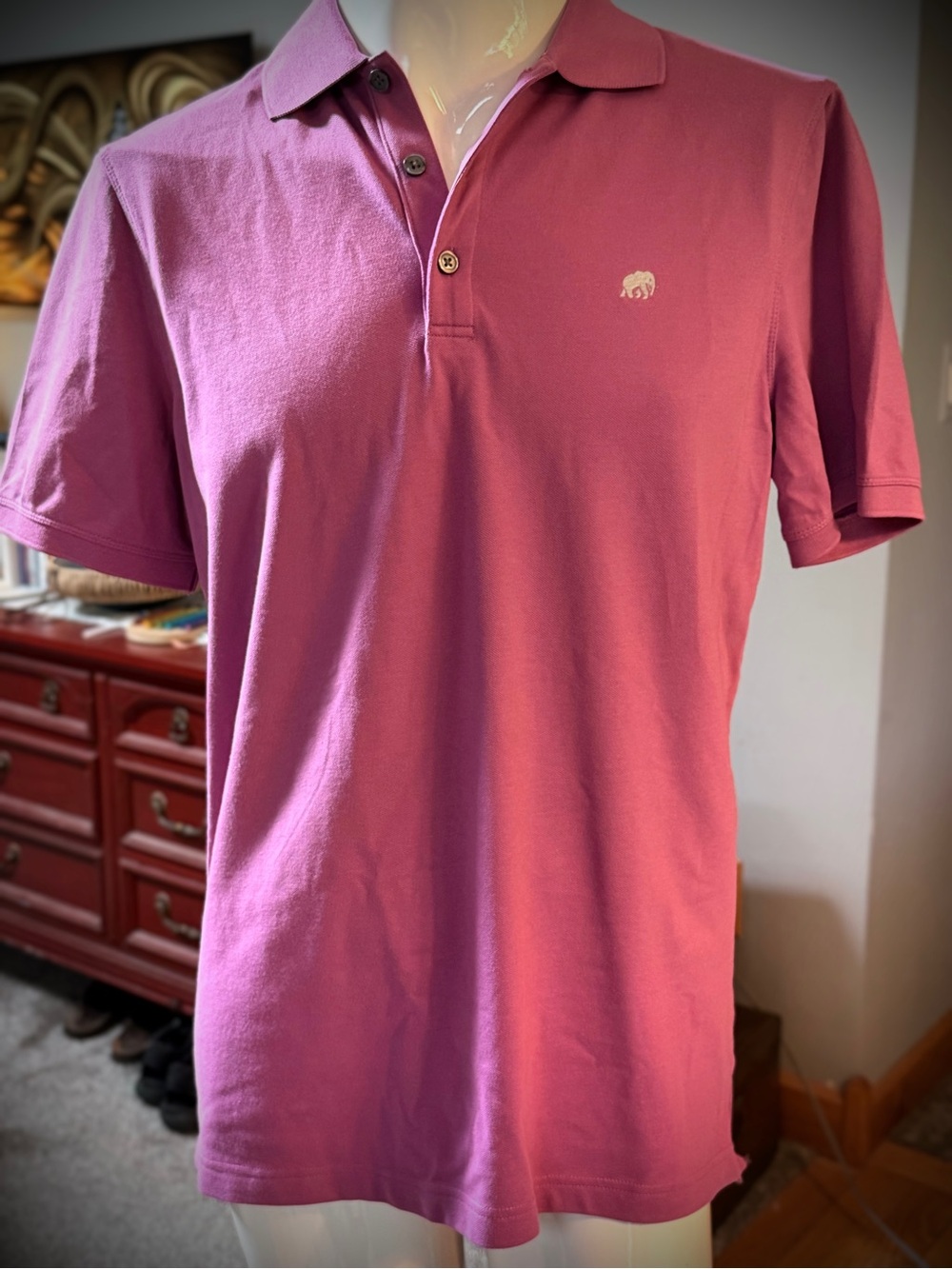 Banana Republic Men's Raspberry Polo Shirt with Embroidered Logo